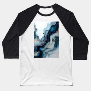 Deep Ocean Waves - Abstract Alcohol Ink Resin Art Baseball T-Shirt